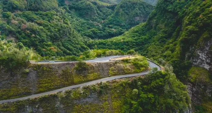 Route de Cilaos, vu aérienne
